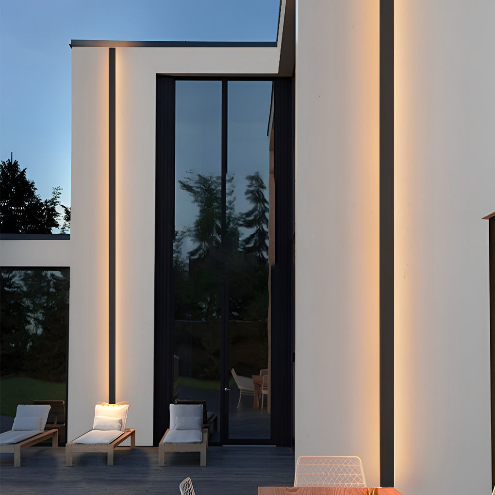 Black Long LED Linear Wall Lights – Modern Outdoor LED Lighting for Front Porch & Facade