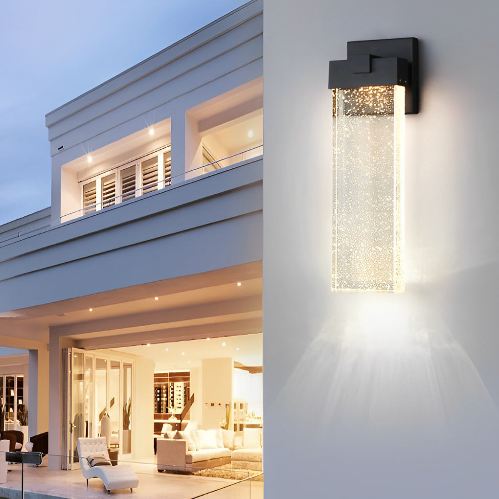 Rectangular Bubble Crystal LED Wall Light – Waterproof Modern Outdoor Wall Lamp for Porch, Garden & Building Facade