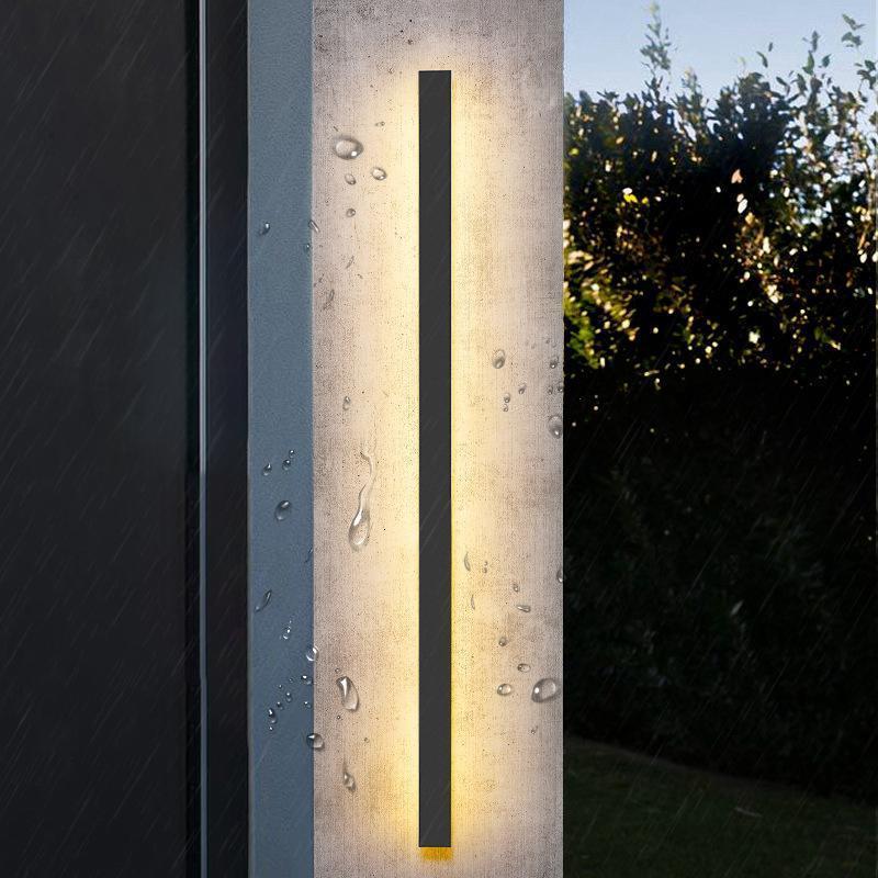 Black Long LED Linear Wall Lights – Modern Outdoor LED Lighting for Front Porch & Facade