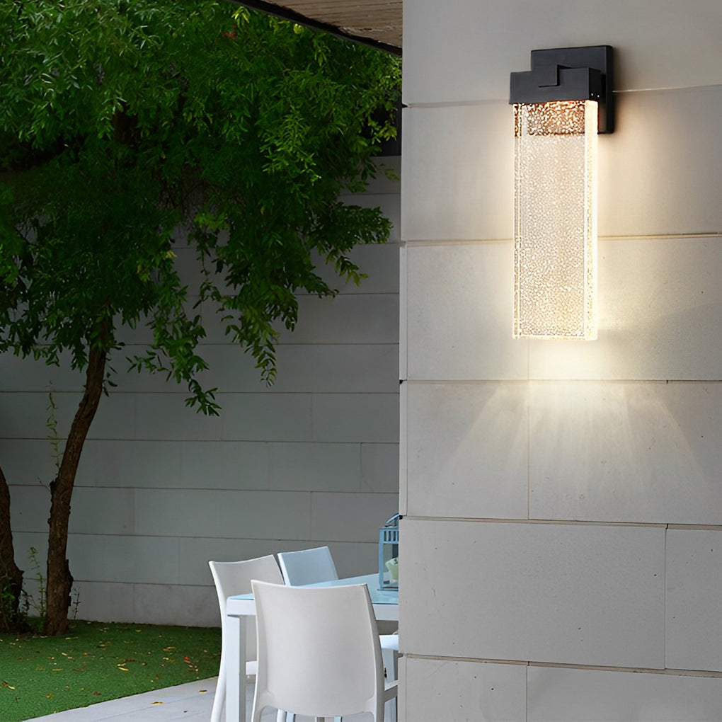 Rectangular Bubble Crystal LED Wall Light – Waterproof Modern Outdoor Wall Lamp for Porch, Garden & Building Facade