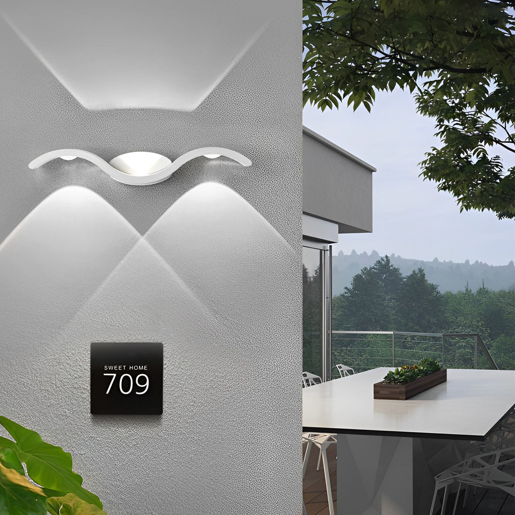 Outdoor Seagull Wavy LED Wall Light – Creative Up & Down Modern Wall Mounted Lighting for Home, Garden & Building Facade