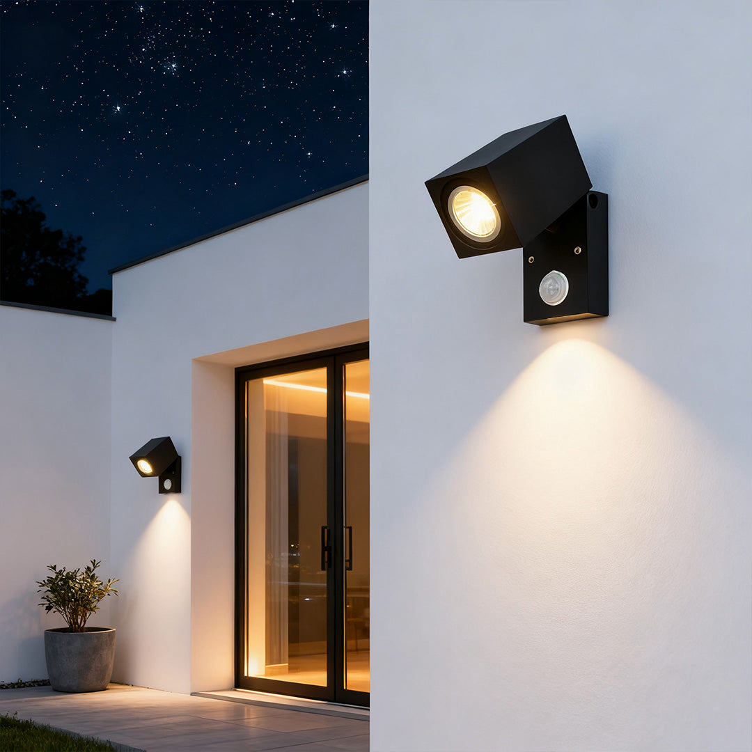 Square Adjustable Motion Sensor LED Wall Light – Waterproof Indoor & Outdoor Wall Sconce Spotlight for Home, Garden & Garage