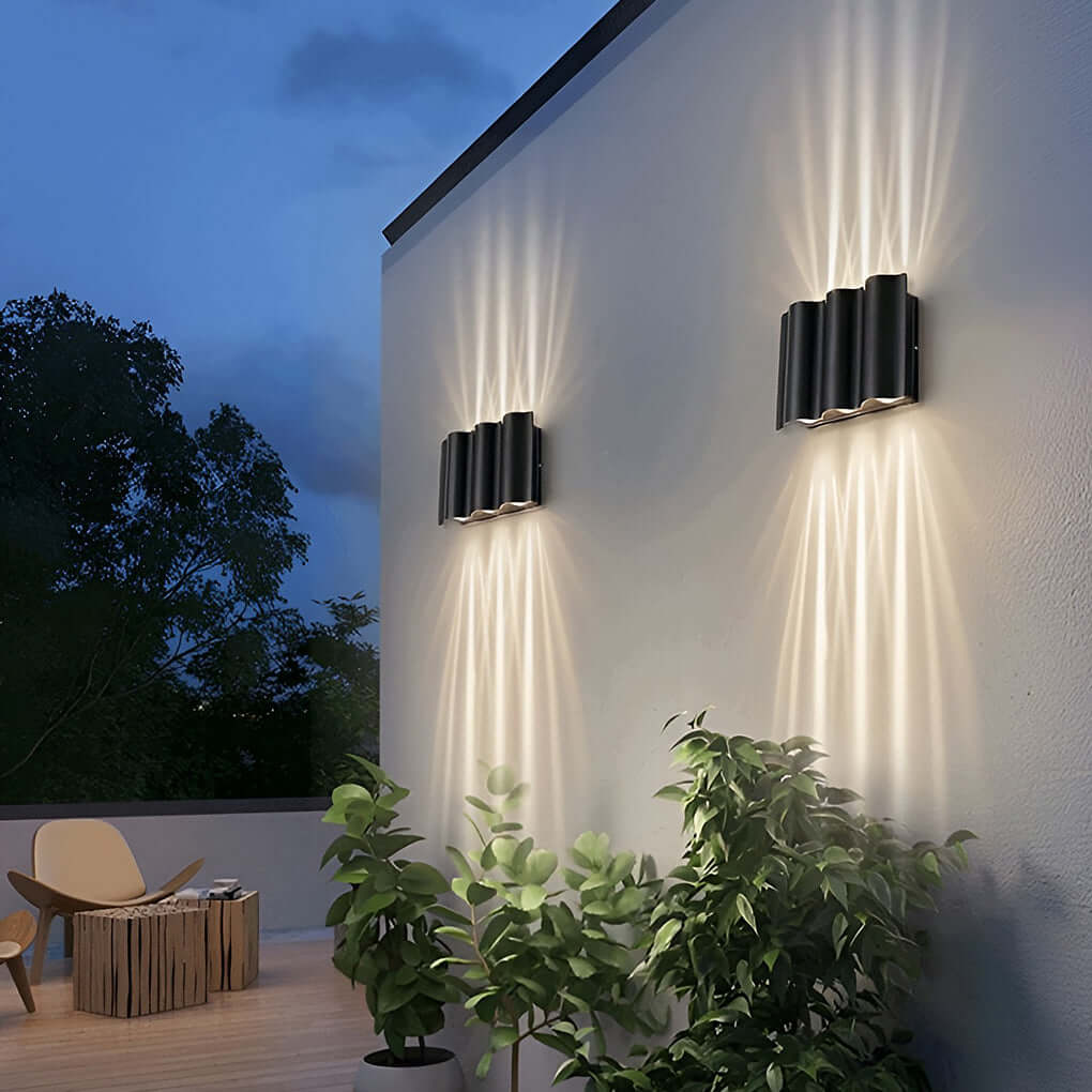 Arc Waterproof LED Wall Sconces – Modern Wave Up & Down Outdoor Wall Lights for Porch, Garden, and Building Facade Lighting