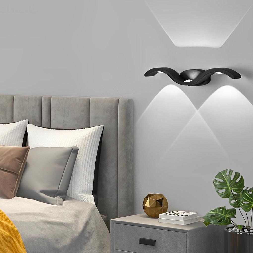 Outdoor Seagull Wavy LED Wall Light – Creative Up & Down Modern Wall Mounted Lighting for Home, Garden & Building Facade