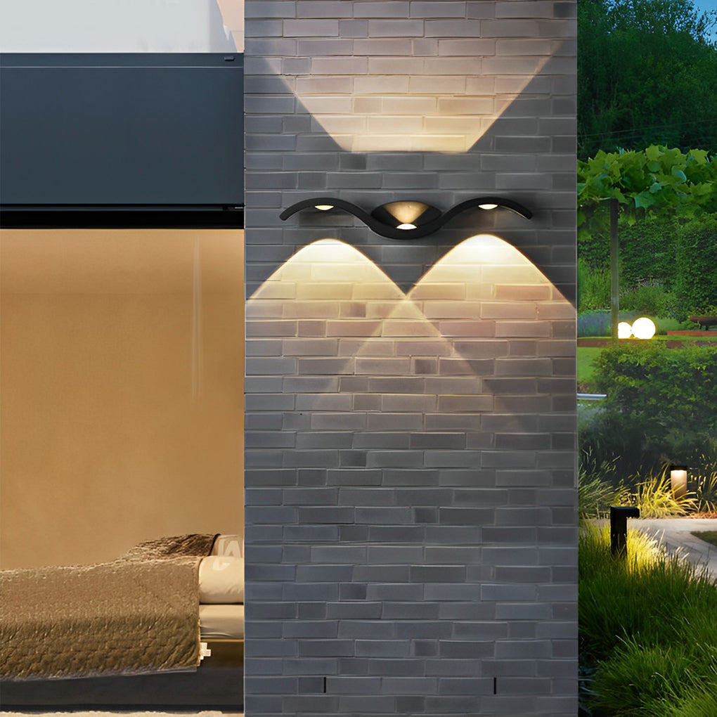 Outdoor Seagull Wavy LED Wall Light – Creative Up & Down Modern Wall Mounted Lighting for Home, Garden & Building Facade