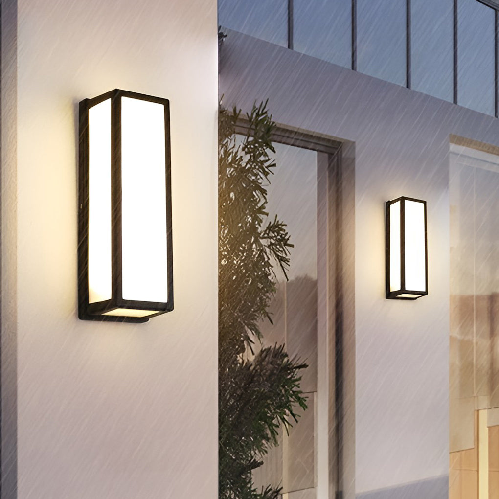 Rectangle LED Motion Sensor Wall Light – Modern Black Waterproof Outdoor Sconce Lighting for Porch, Garden & Garage