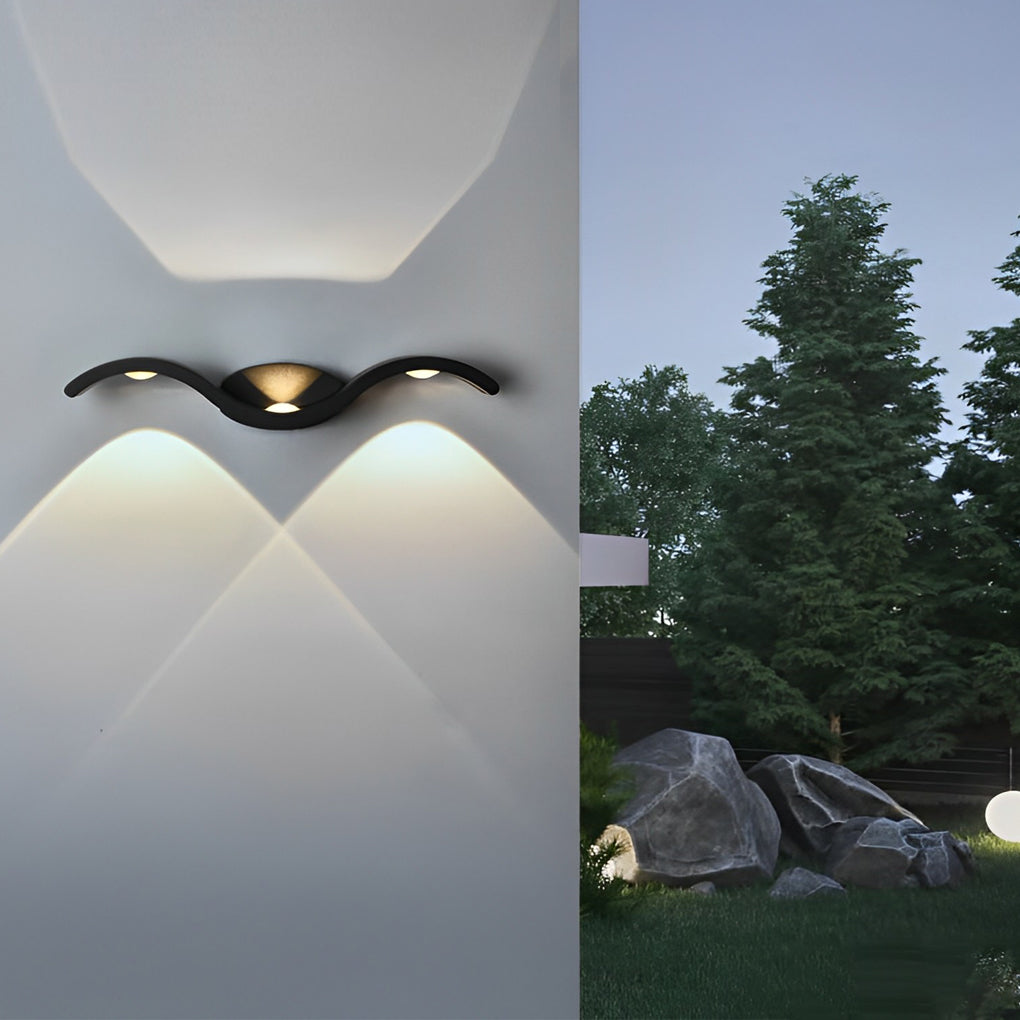 Outdoor Seagull Wavy LED Wall Light – Creative Up & Down Modern Wall Mounted Lighting for Home, Garden & Building Facade