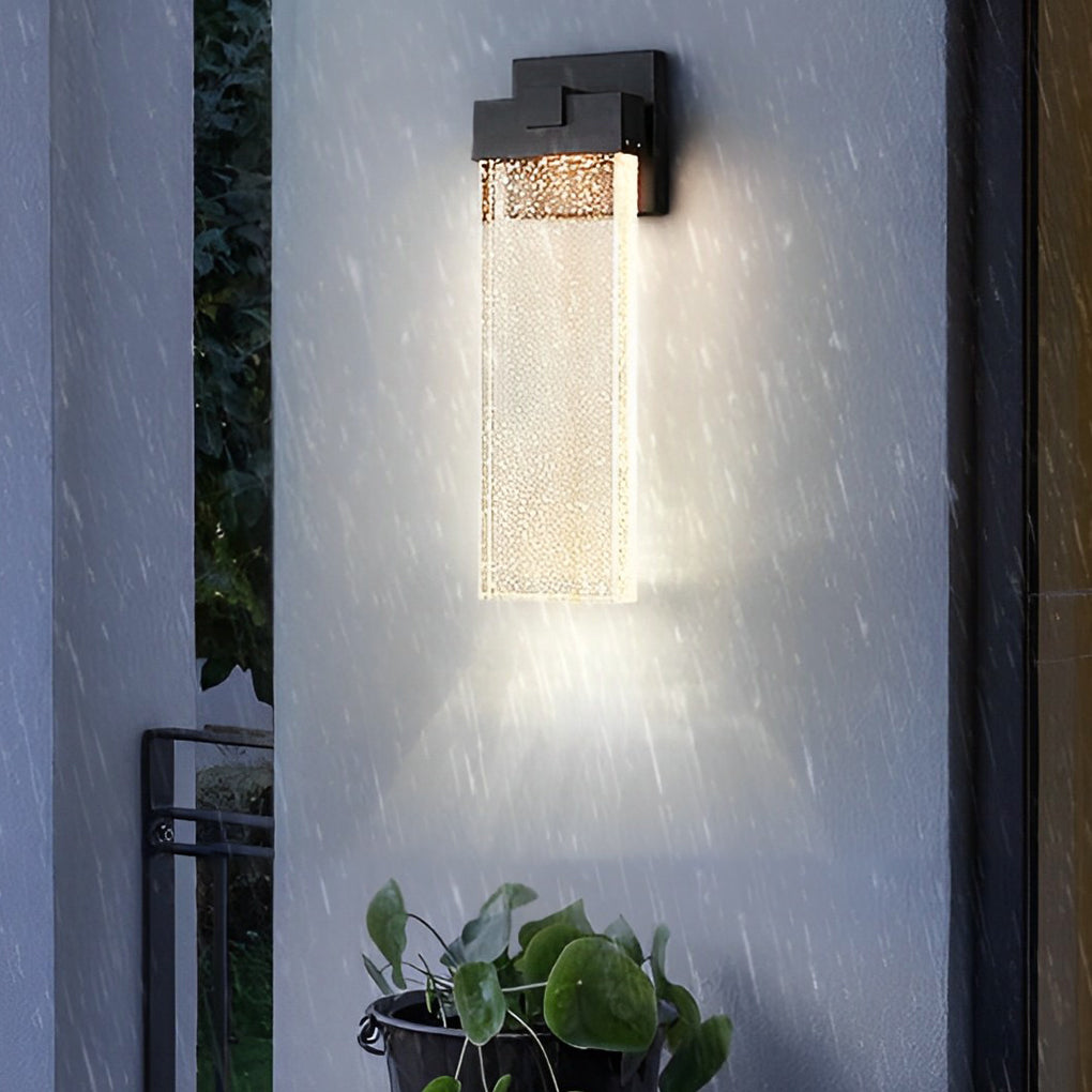 Rectangular Bubble Crystal LED Wall Light – Waterproof Modern Outdoor Wall Lamp for Porch, Garden & Building Facade
