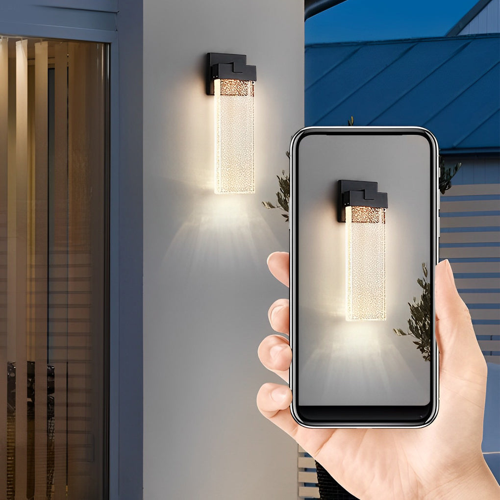 Rectangular Bubble Crystal LED Wall Light – Waterproof Modern Outdoor Wall Lamp for Porch, Garden & Building Facade