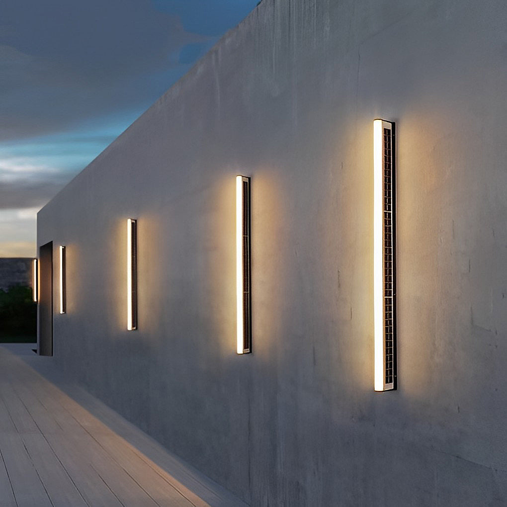 Long Acrylic LED Solar Wall Light – Waterproof Modern Linear Outdoor Wall Mounted Lighting for Garden, Porch & Building Facade