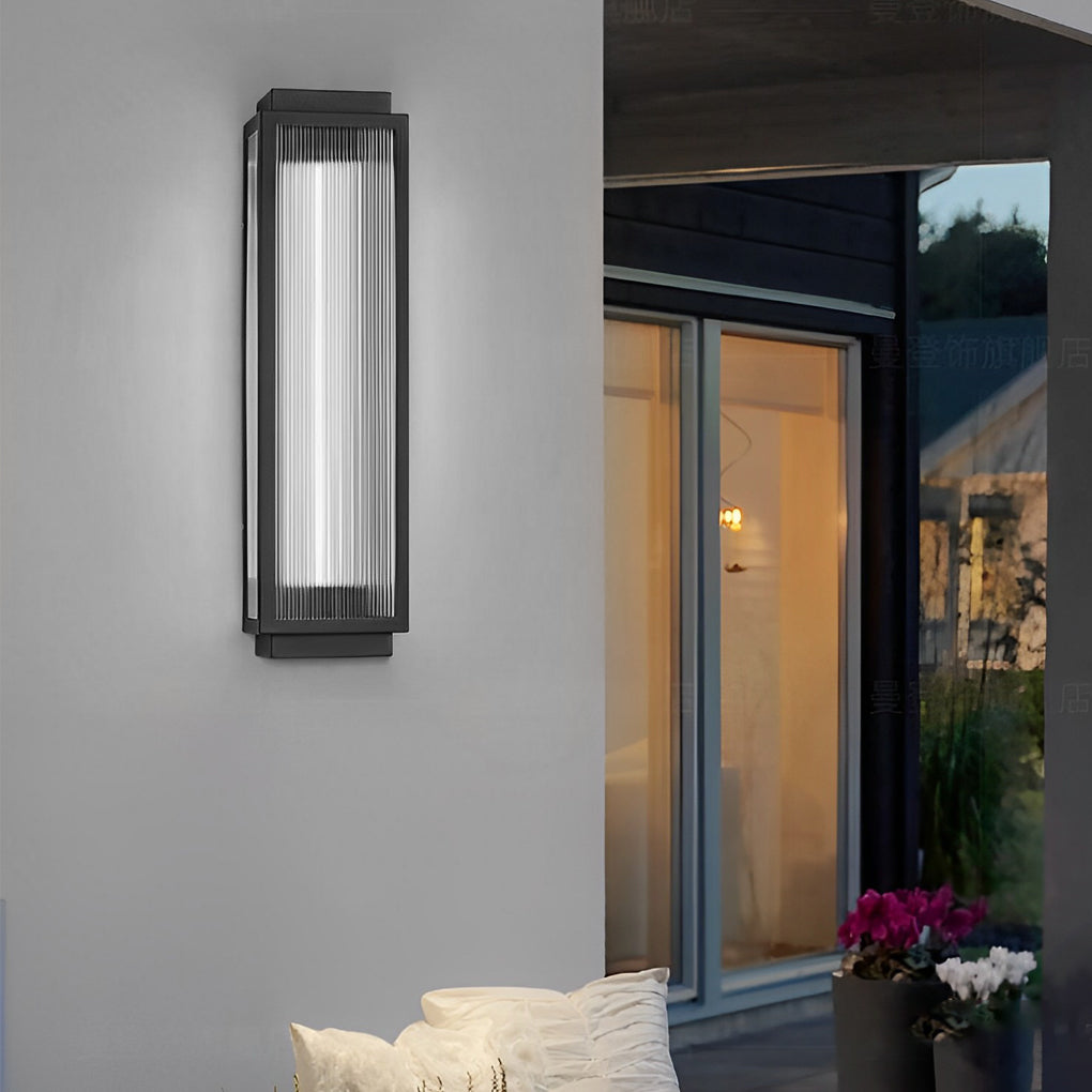 Rectangular Waterproof LED Wall Light – Modern Black Outdoor Strip Wall Lamp for Porch, Garden & Building Facade