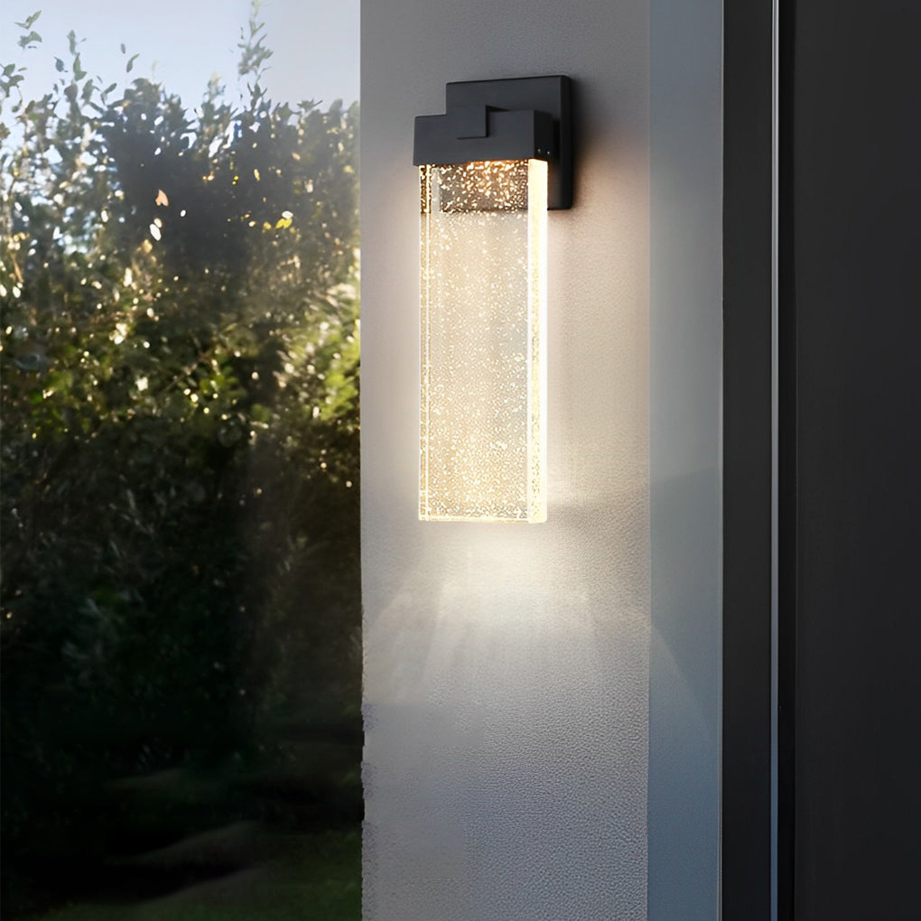 Rectangular Bubble Crystal LED Wall Light – Waterproof Modern Outdoor Wall Lamp for Porch, Garden & Building Facade