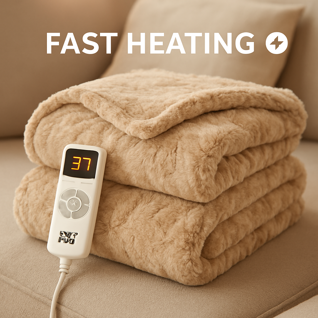 Electric Heated Blanket Throw Faux Fur, 10 Hours Auto Shut Off 9 Heating Levels Faux Fur & Sherpa venvolt