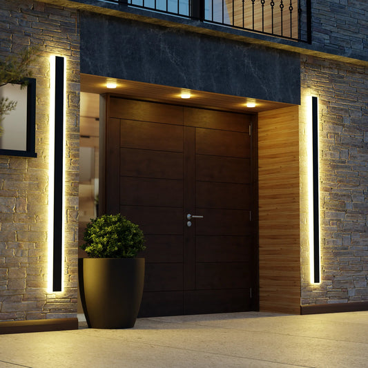 Linear LED Long Outdoor Wall Light – Minimalist Waterproof Exterior Wall Mount Lighting for Porch, Patio & Building Facade