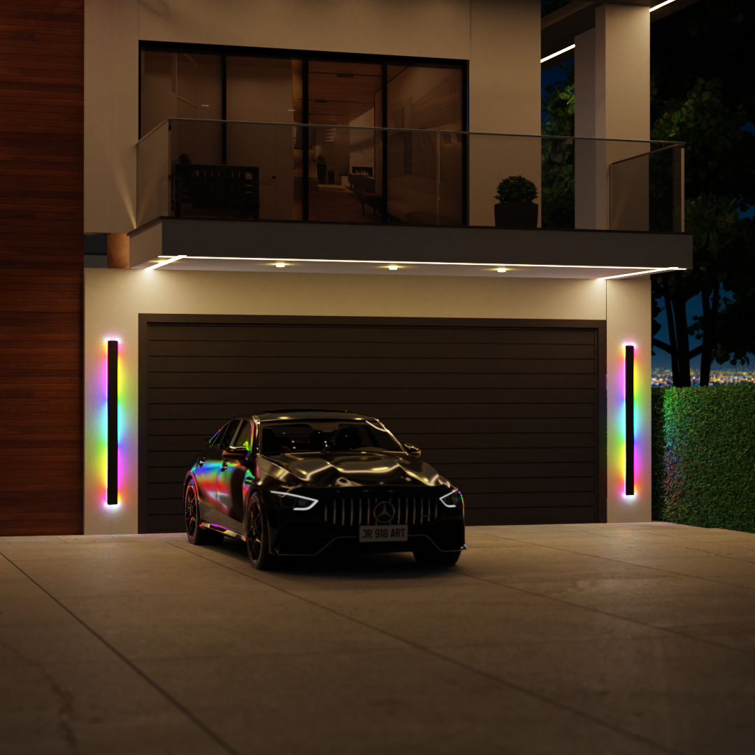 Linear LED Long Outdoor Wall Light – Minimalist Waterproof Exterior Wall Mount Lighting for Porch, Patio & Building Facade