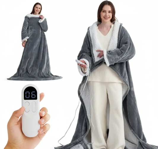All Season Flannel Heating Blanket Wearable Sleeves venvolt