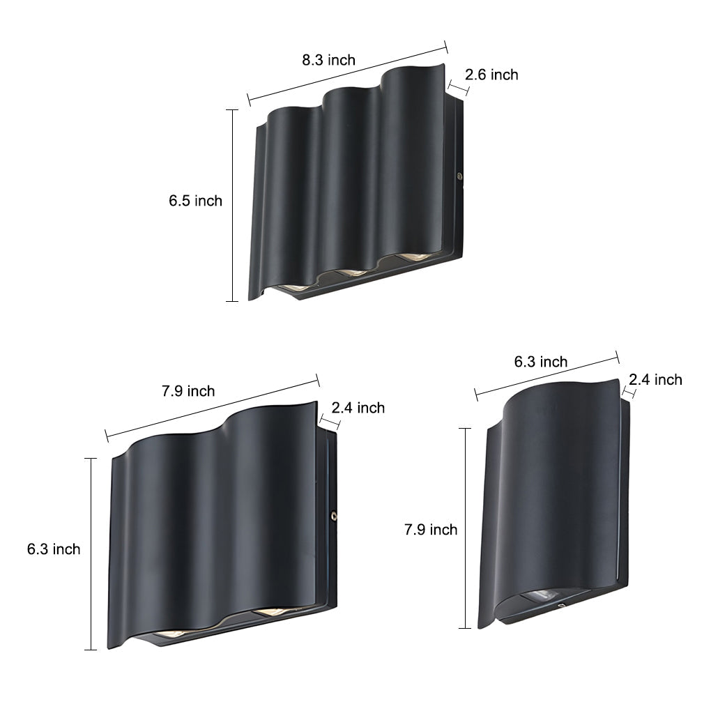 Arc Waterproof LED Wall Sconces – Modern Wave Up & Down Outdoor Wall Lights for Porch, Garden, and Building Facade Lighting