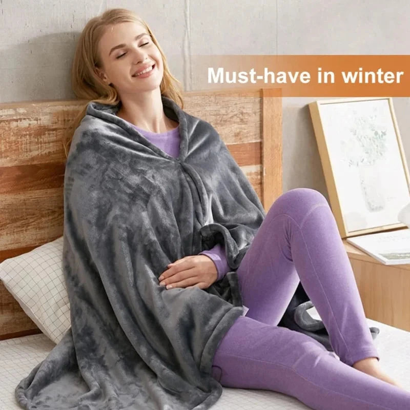 Heated Blanket, Battery Operated PortableElectric Heated Shawl 3 Heated Level Throw Blanket 5v USB Charging - 8 Heated Areas Fast Heating venvolt