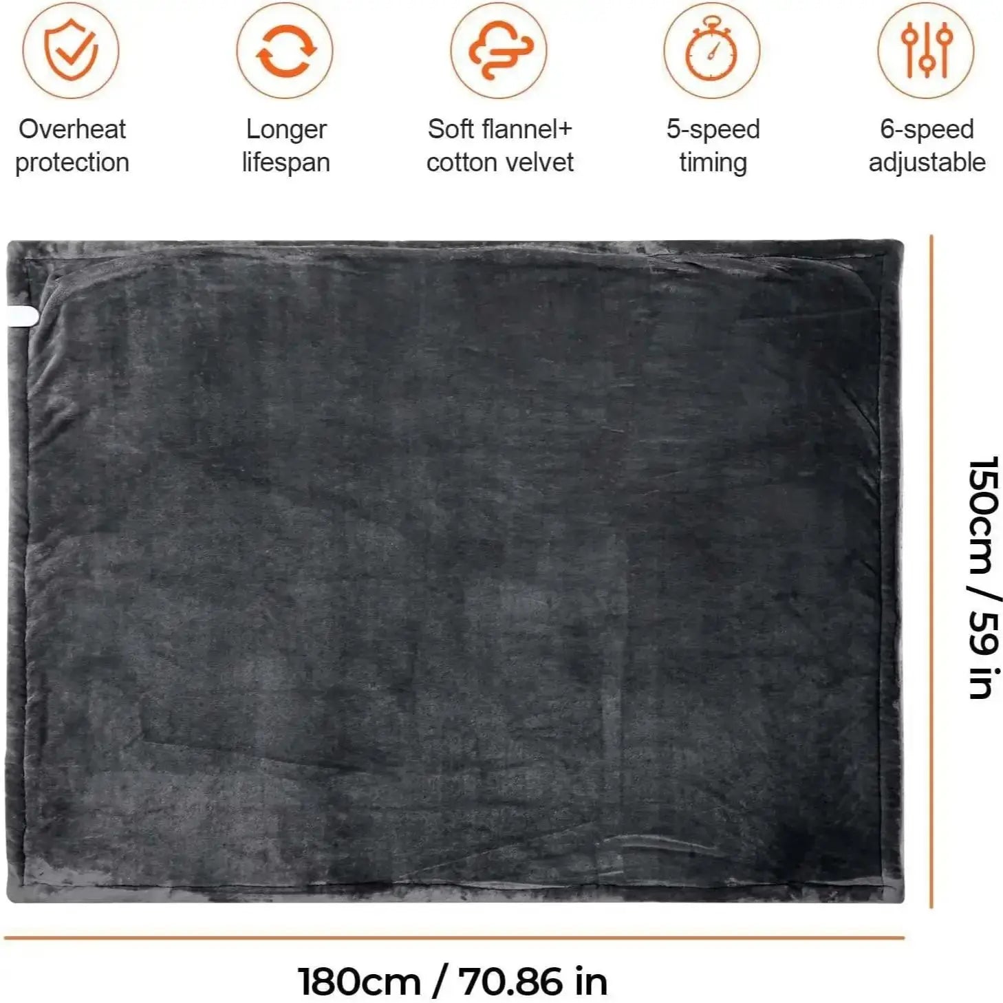 Heated Blanket-Electric Blanket,Soft Heated Throw Blanket with 6 Heating Levels venvolt