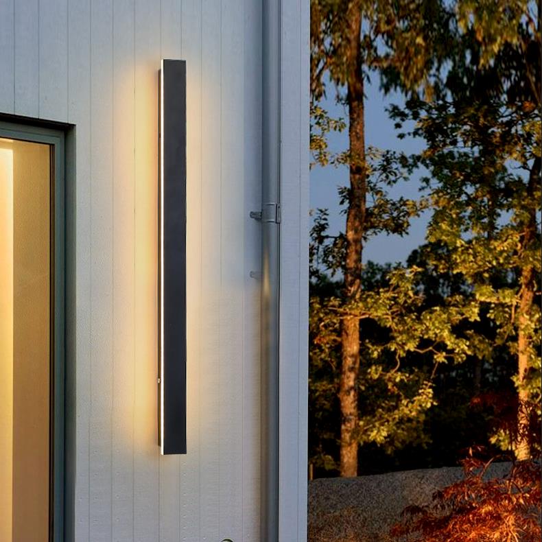Black Long LED Linear Wall Lights – Modern Outdoor LED Lighting for Front Porch & Facade