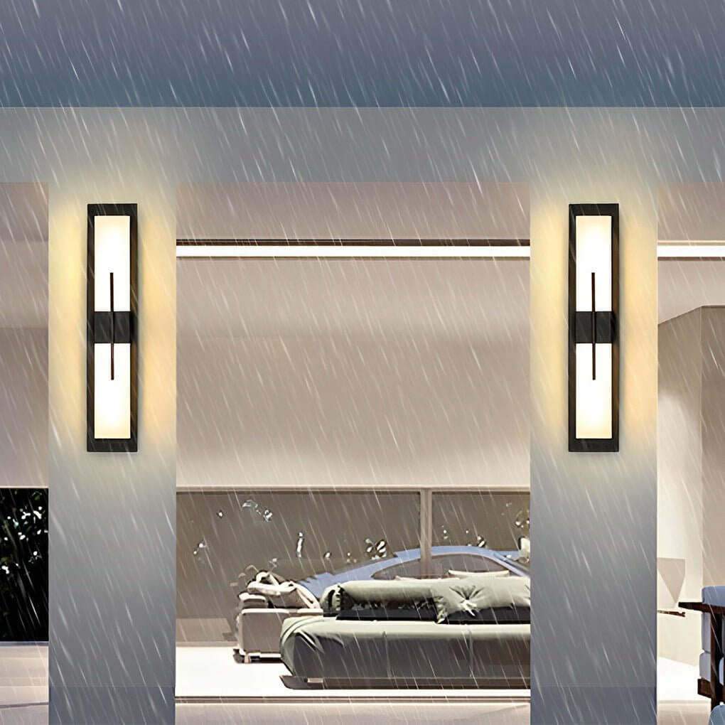 Creative Rectangular LED Wall Light – Modern Waterproof Black Outdoor Wall Lamp for Porch, Garden & Building Facade