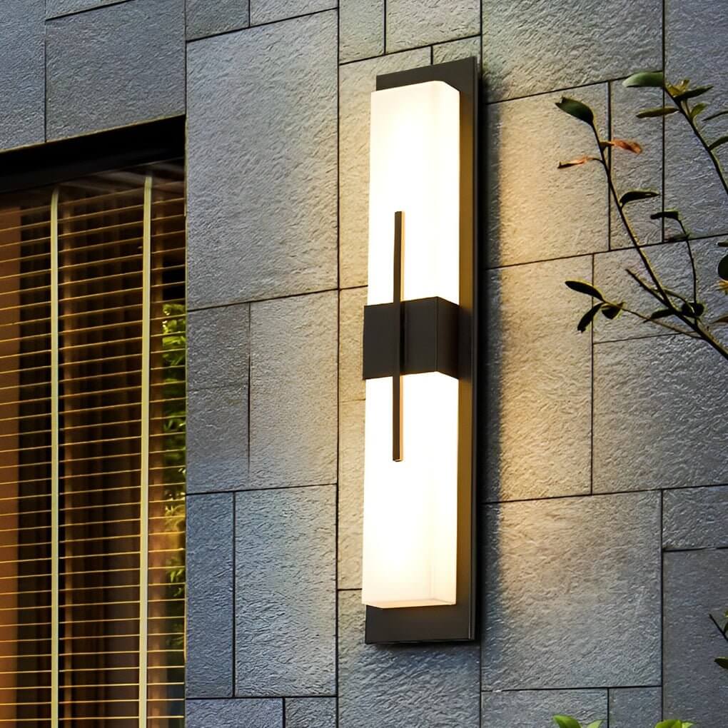 Creative Rectangular LED Wall Light – Modern Waterproof Black Outdoor Wall Lamp for Porch, Garden & Building Facade
