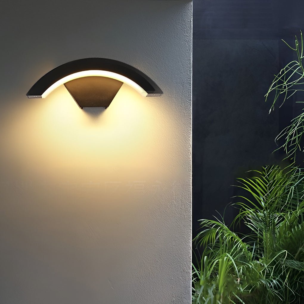 Classic Curved Glow LED Wall Light – Modern Outdoor Downlight Wall Mounted Sconce for Porch, Patio & Building Facade
