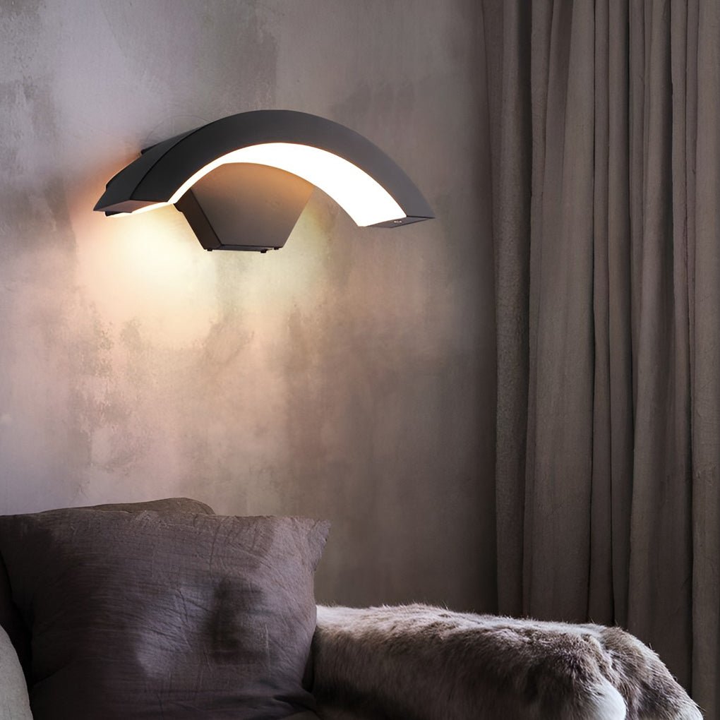Classic Curved Glow LED Wall Light – Modern Outdoor Downlight Wall Mounted Sconce for Porch, Patio & Building Facade