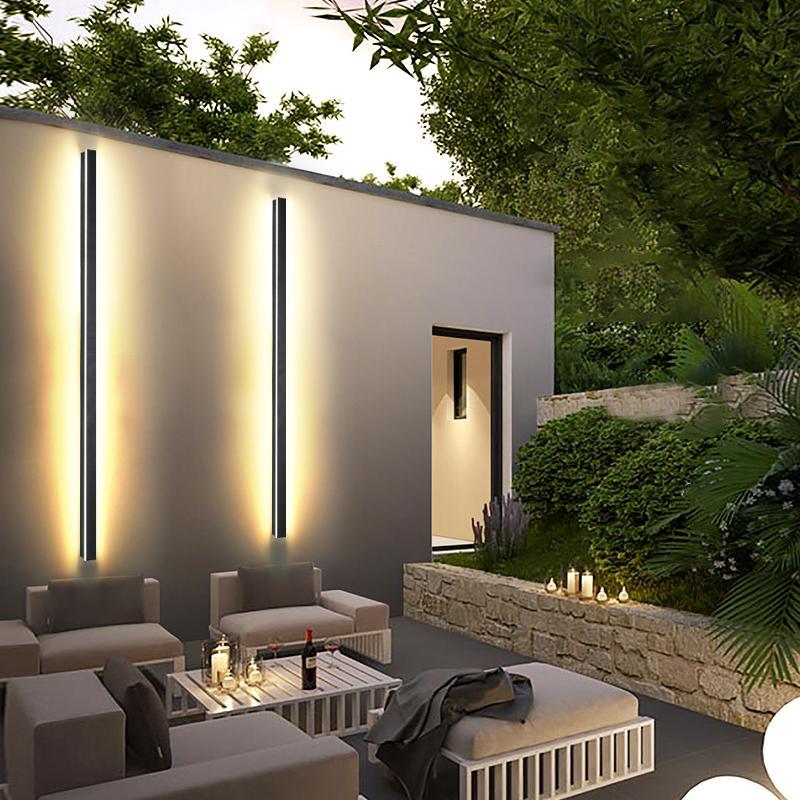 Long LED Linear Wall Lights – Dimmable RGB Modern Black Minimalist Lighting for Home, Hallway & Living Room Decor