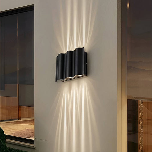 Arc Waterproof LED Wall Sconces – Modern Wave Up & Down Outdoor Wall Lights for Porch, Garden, and Building Facade Lighting