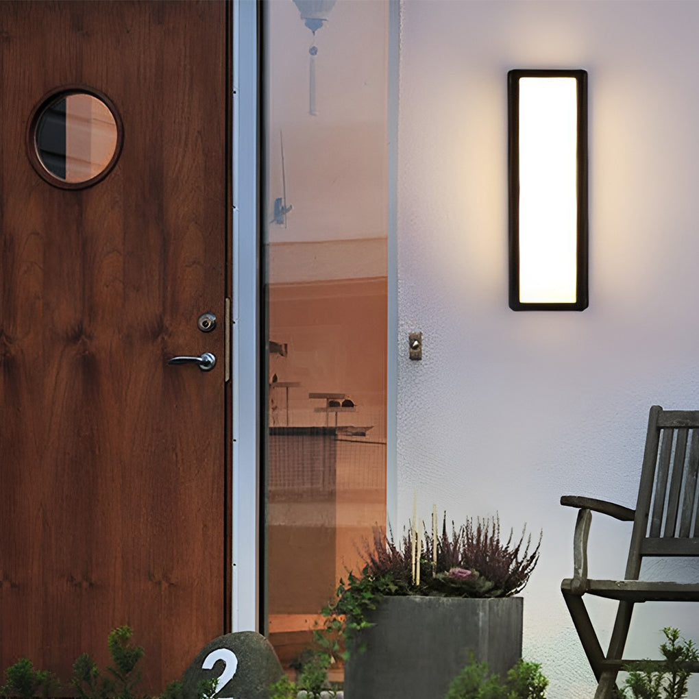 Rectangle LED Motion Sensor Wall Light – Modern Black Waterproof Outdoor Sconce Lighting for Porch, Garden & Garage