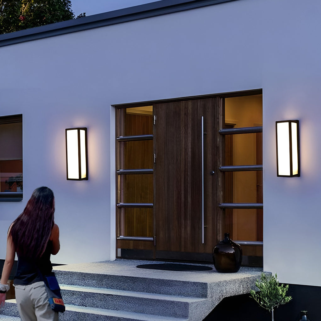 Rectangle LED Motion Sensor Wall Light – Modern Black Waterproof Outdoor Sconce Lighting for Porch, Garden & Garage