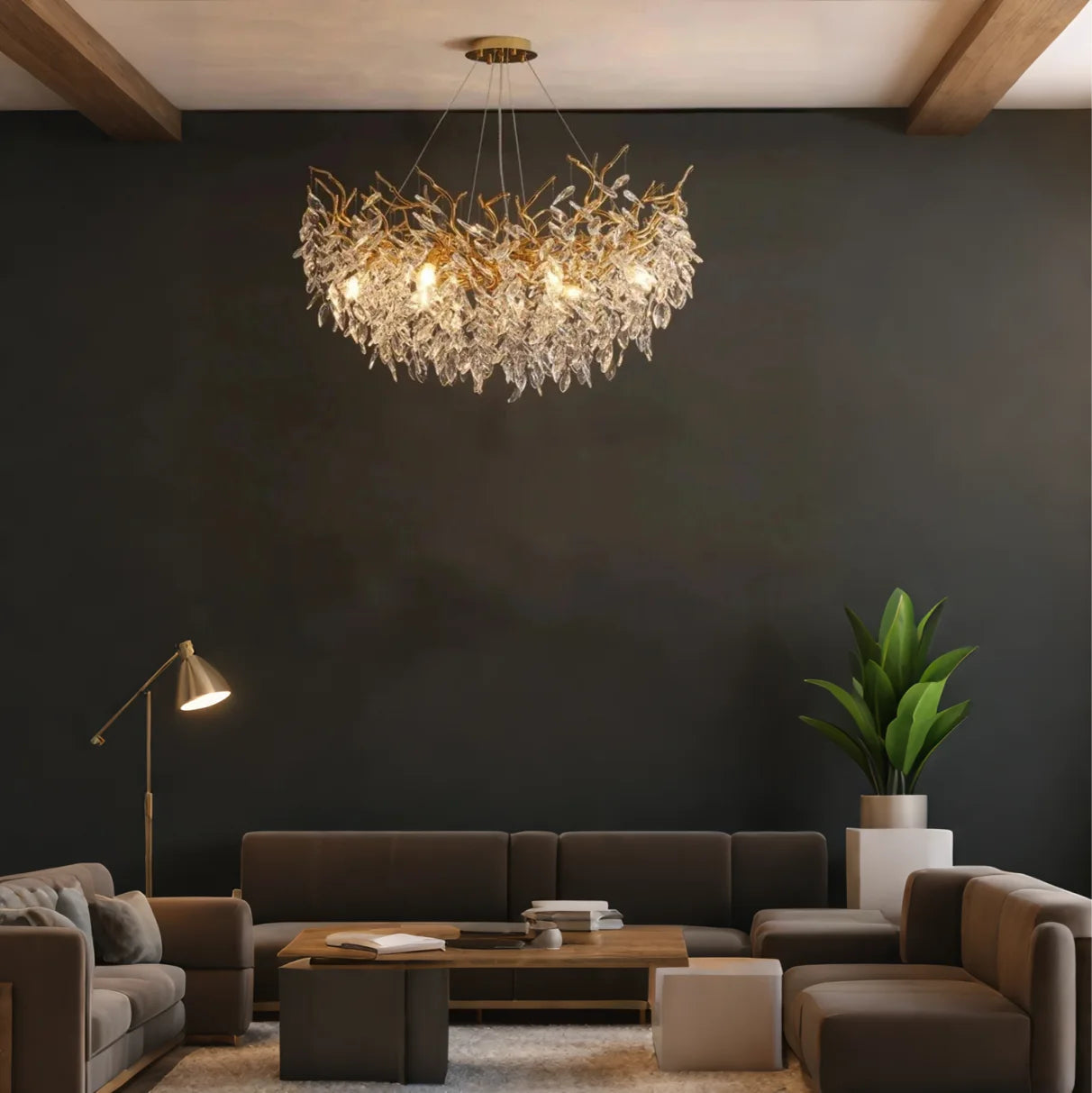 Adjustable Minimalist Aluminum & Crystal Pendant Light
