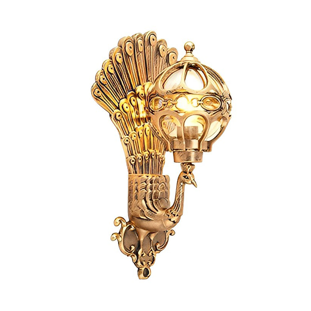 Waterproof Retro Peacock Wall Light – Vintage European Style Aluminum Outdoor Lighting for Garden, Patio & Villa Exterior