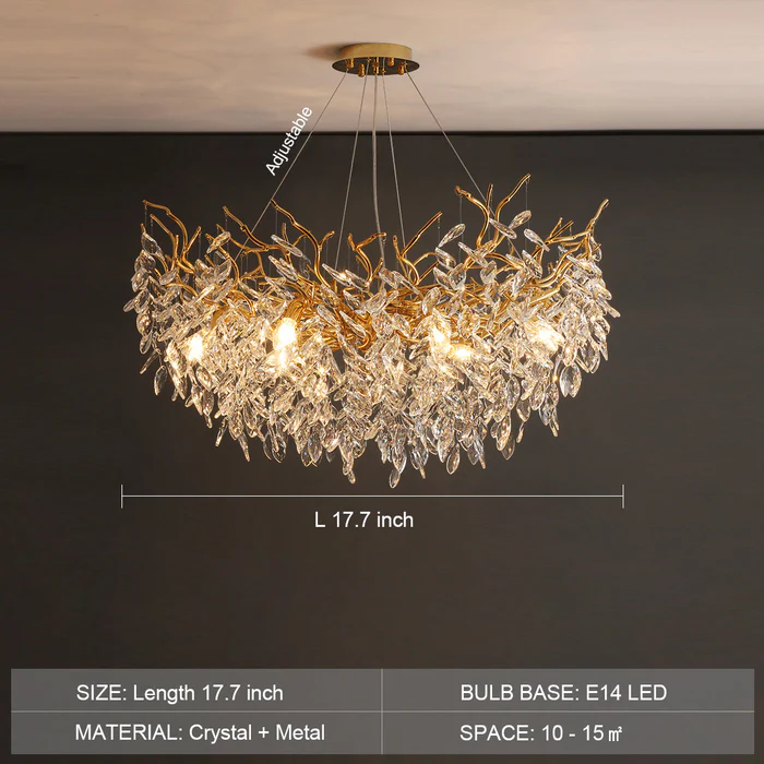 Adjustable Minimalist Aluminum & Crystal Pendant Light
