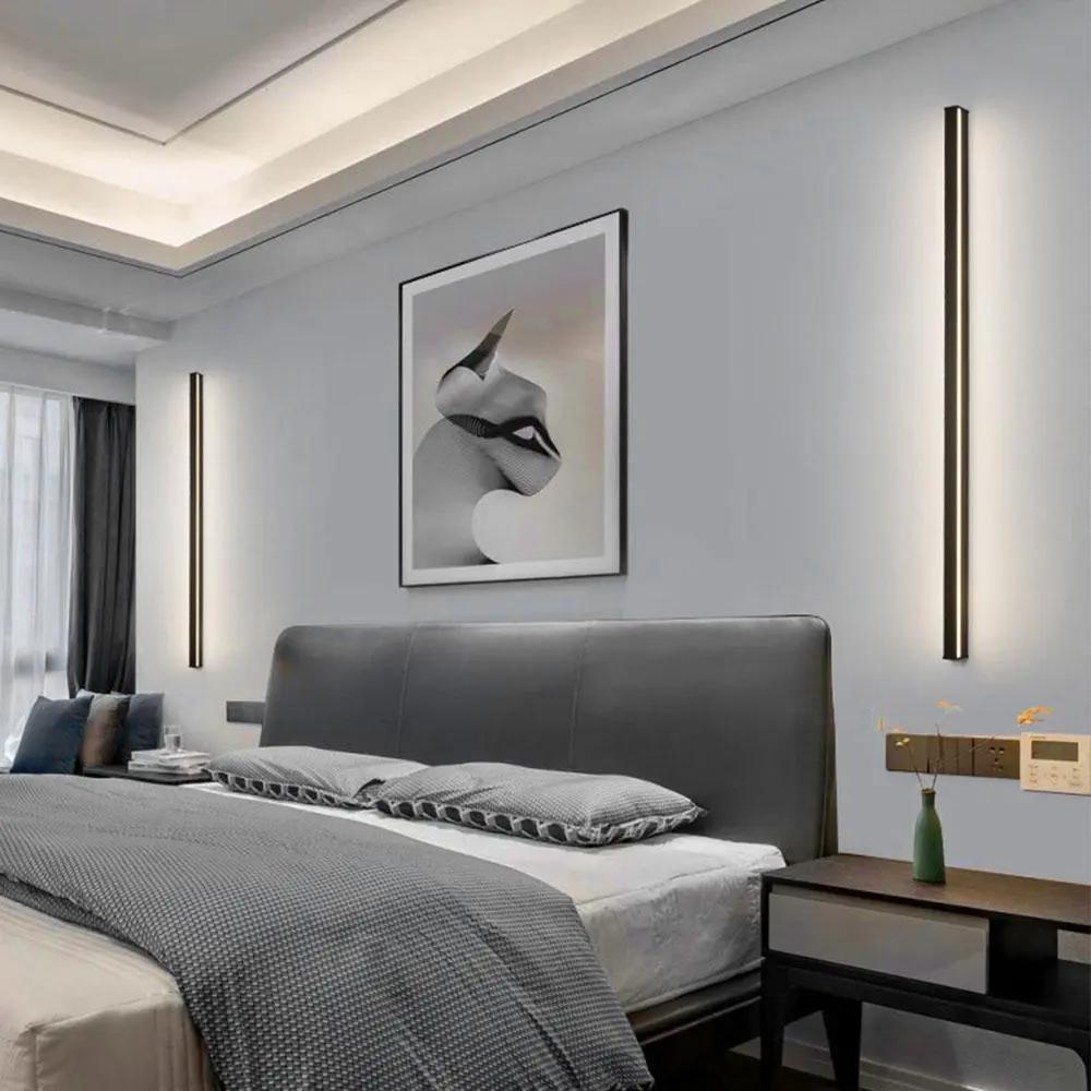 Long LED Linear Wall Lights – Dimmable RGB Modern Black Minimalist Lighting for Home, Hallway & Living Room Decor venvolt