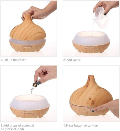 MistHaven Wood Grain Humidifier- 300 ML Ultrasonic Technology Aromatherapy Diffuser