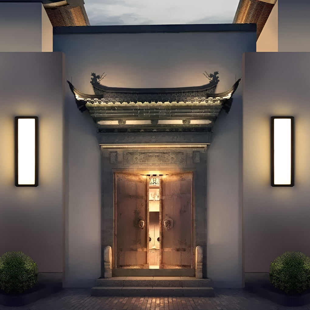 Rectangle LED Motion Sensor Wall Light – Modern Black Waterproof Outdoor Sconce Lighting for Porch, Garden & Garage