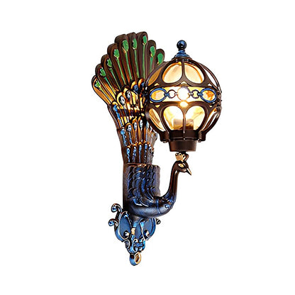 Waterproof Retro Peacock Wall Light – Vintage European Style Aluminum Outdoor Lighting for Garden, Patio & Villa Exterior