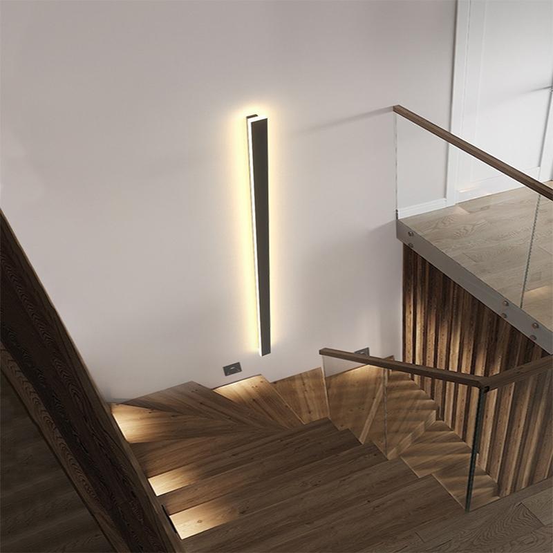 Black Long LED Linear Wall Lights – Modern Outdoor LED Lighting for Front Porch & Facade