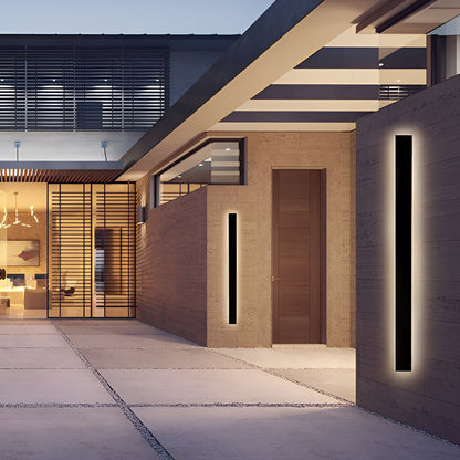Black Long LED Linear Wall Lights – Modern Outdoor LED Lighting for Front Porch & Facade