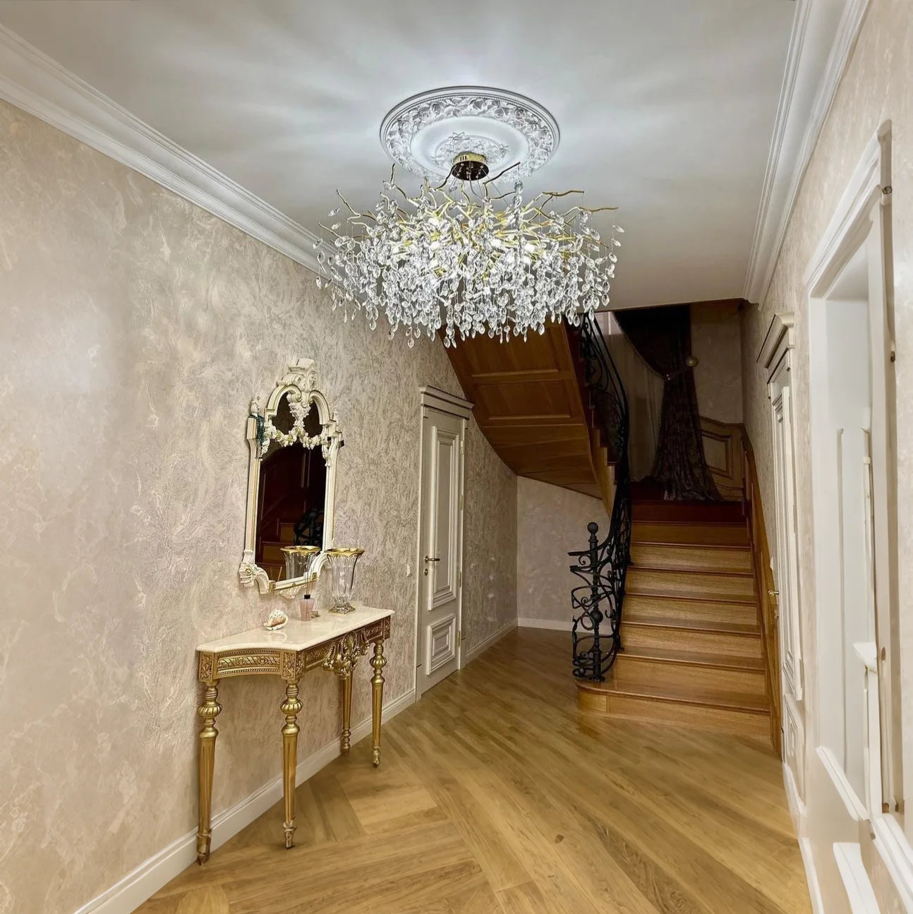 Adjustable Minimalist Aluminum & Crystal Pendant Light