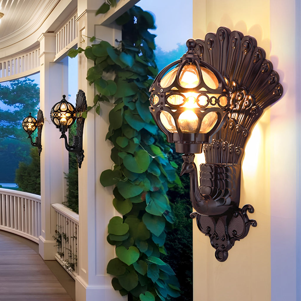 Waterproof Retro Peacock Wall Light – Vintage European Style Aluminum Outdoor Lighting for Garden, Patio & Villa Exterior venvolt