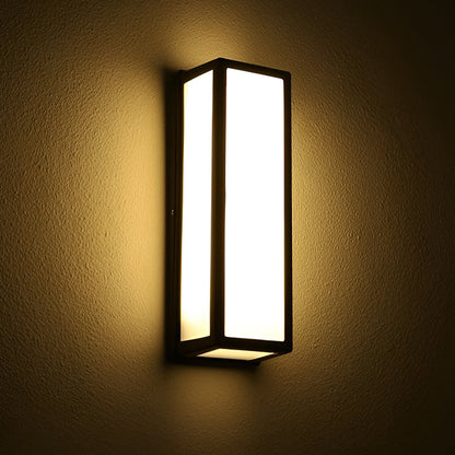 Rectangle LED Motion Sensor Wall Light – Modern Black Waterproof Outdoor Sconce Lighting for Porch, Garden & Garage