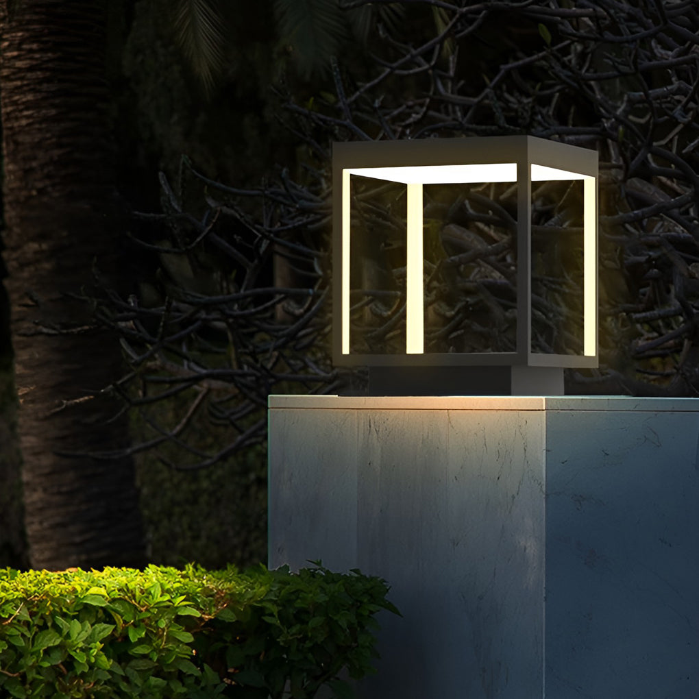 Solar or Hardwired Outdoor Pier-Mounted Lamp for Garden, Villa & Pathway