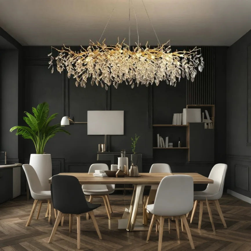 Adjustable Minimalist Aluminum & Crystal Pendant Light