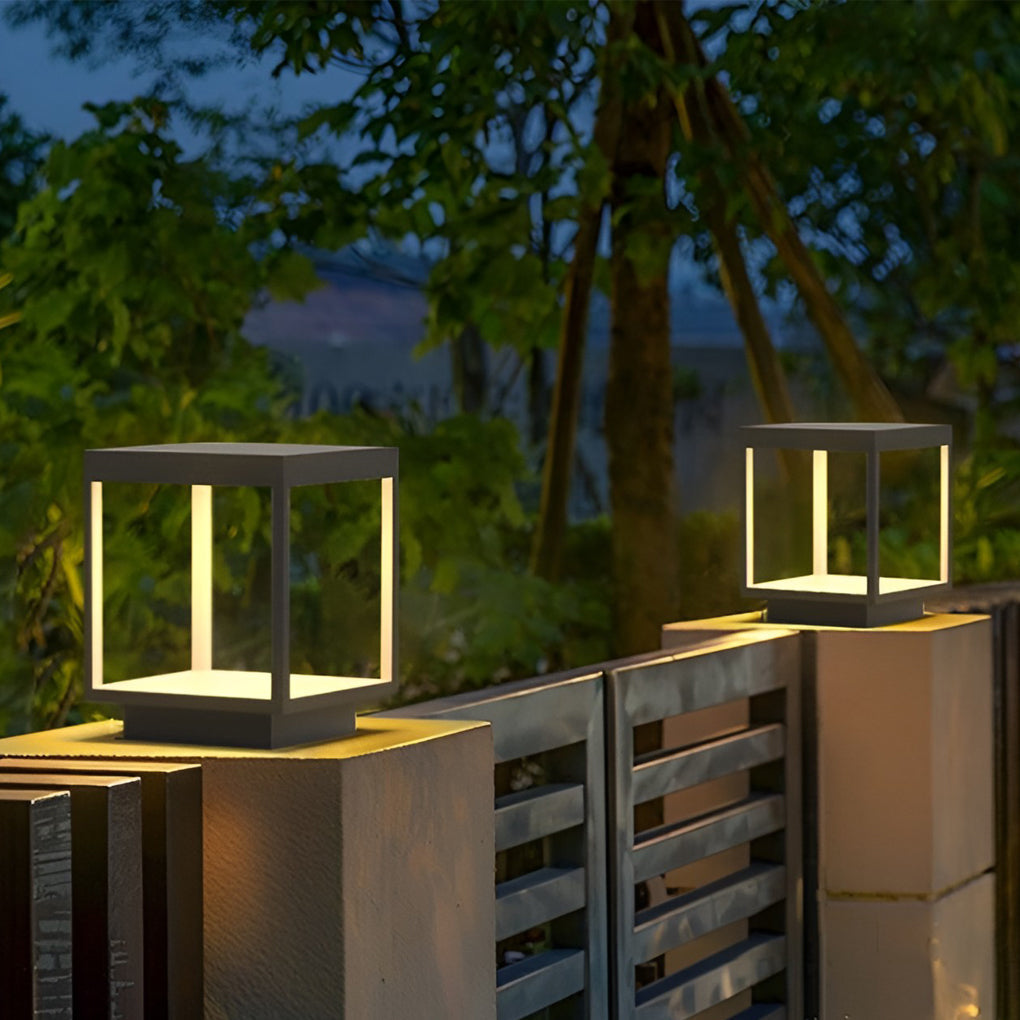 Solar or Hardwired Outdoor Pier-Mounted Lamp for Garden, Villa & Pathway