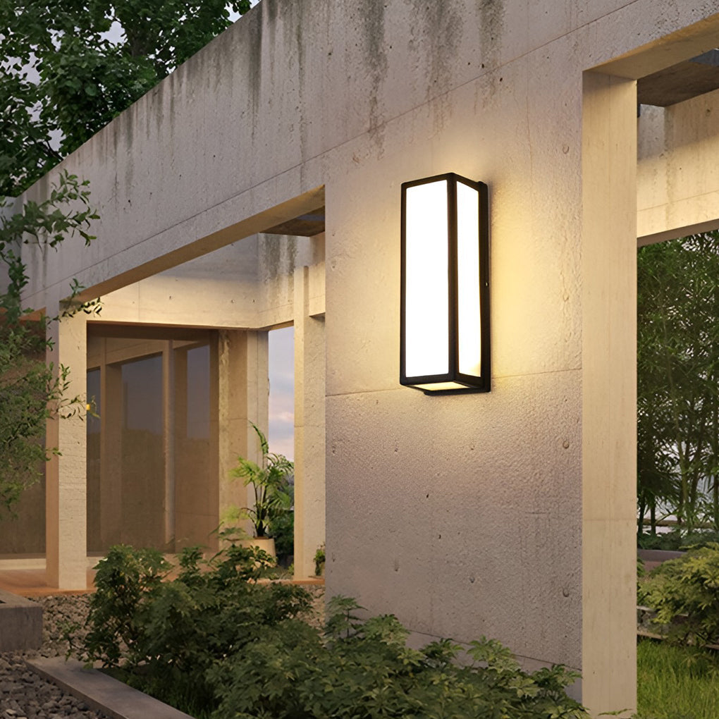Rectangle LED Motion Sensor Wall Light – Modern Black Waterproof Outdoor Sconce Lighting for Porch, Garden & Garage