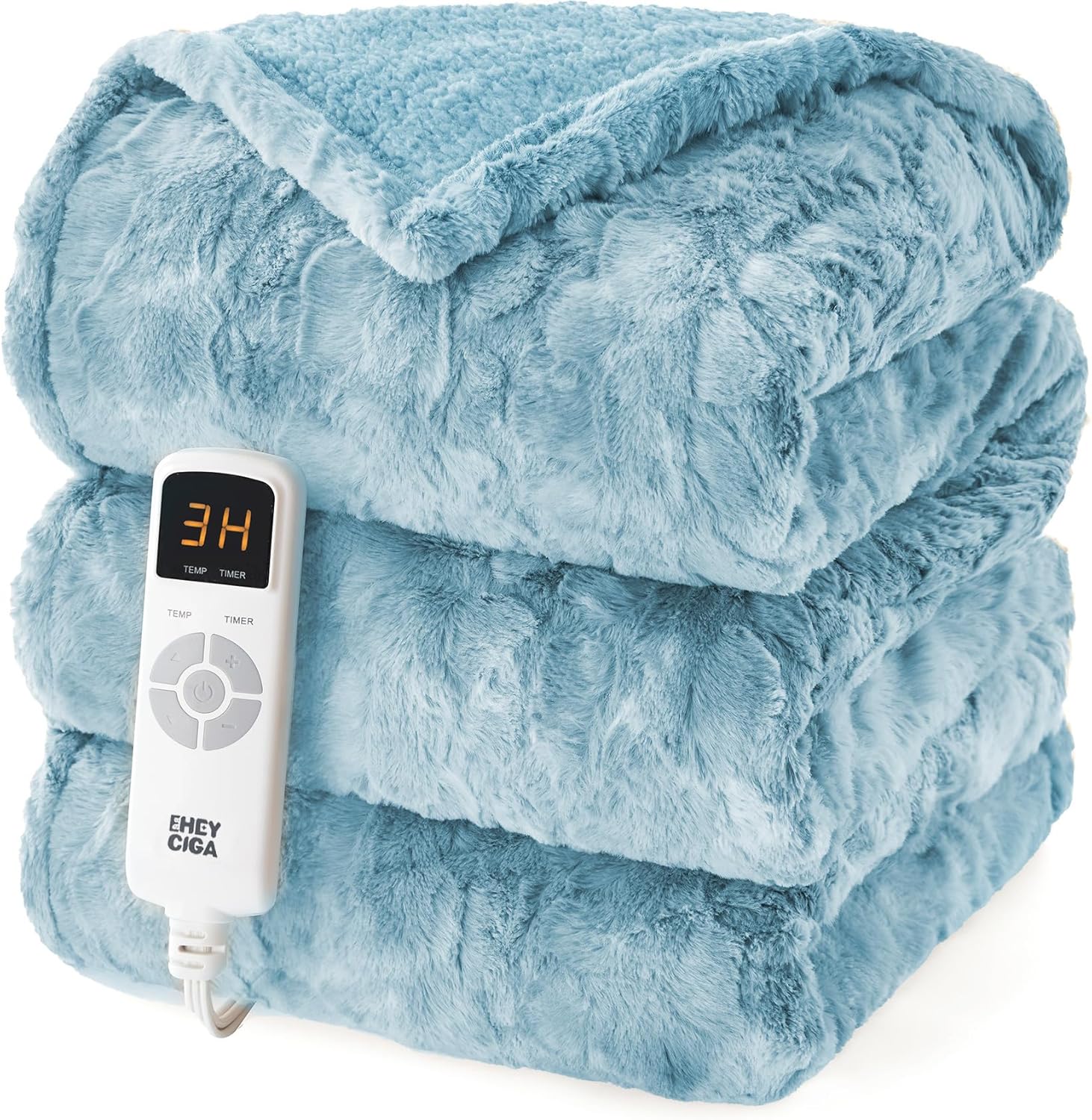 Electric Heated Blanket Throw Faux Fur, 10 Hours Auto Shut Off 9 Heating Levels Faux Fur & Sherpa venvolt