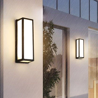 Rectangle LED Motion Sensor Wall Light – Modern Black Waterproof Outdoor Sconce Lighting for Porch, Garden & Garage